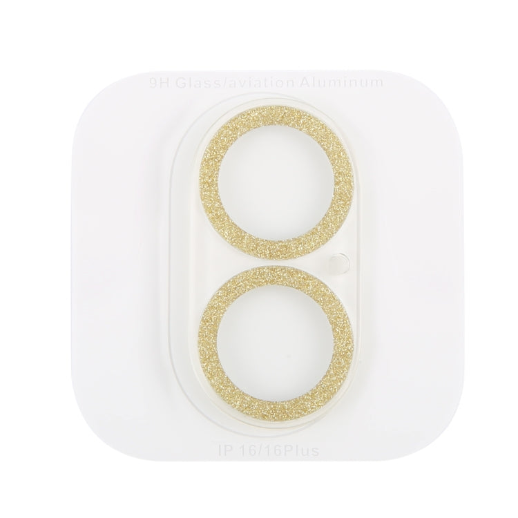 For iPhone 16 / 16 Plus Glitter Ring Tempered Glass Camera Lens Film(Gold) - iPhone 16 Plus Tempered Glass by buy2fix | Online Shopping UK | buy2fix