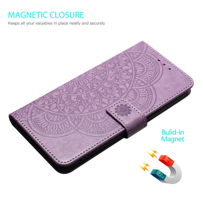 For Motorola Edge 2024 Flower Embossed Leather Phone Case(Purple) - Motorola Cases by buy2fix | Online Shopping UK | buy2fix