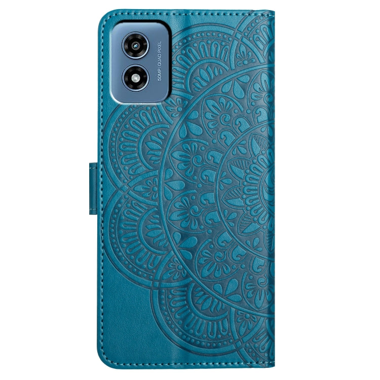 For Motorola Moto G Play 2024 Flower Embossed Leather Phone Case(Blue) - Motorola Cases by buy2fix | Online Shopping UK | buy2fix