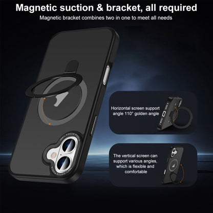 For iPhone 16 Skin Feel MagSafe Magnetic Holder Phone Case(Bronze Gold) - iPhone 16 Cases by buy2fix | Online Shopping UK | buy2fix