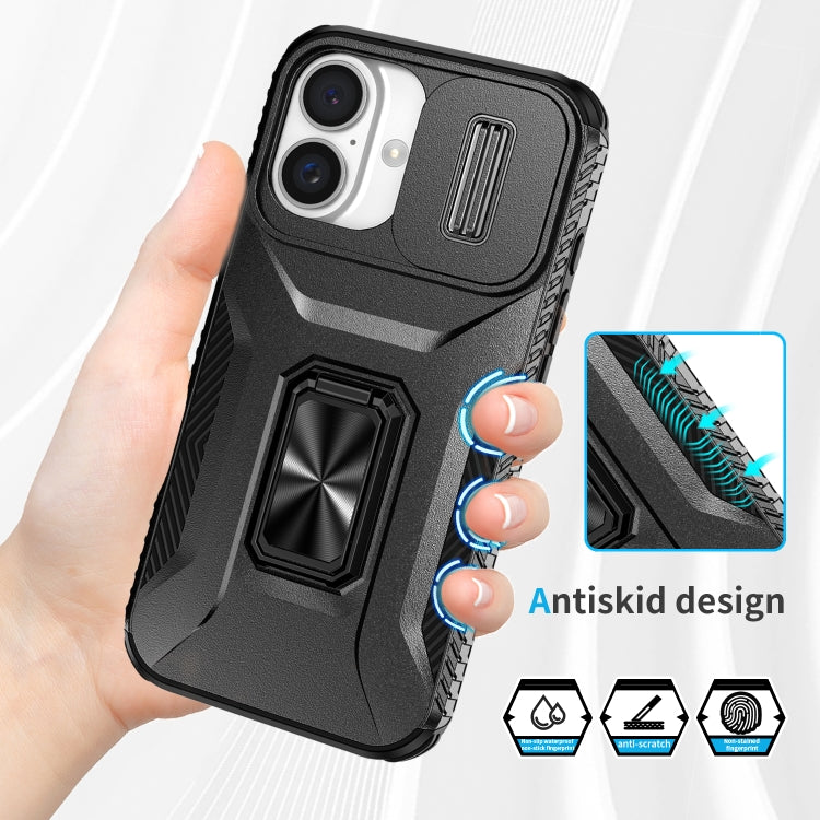 For iPhone 16 Plus Sliding Camshield Holder Phone Case(Black) - iPhone 16 Plus Cases by buy2fix | Online Shopping UK | buy2fix