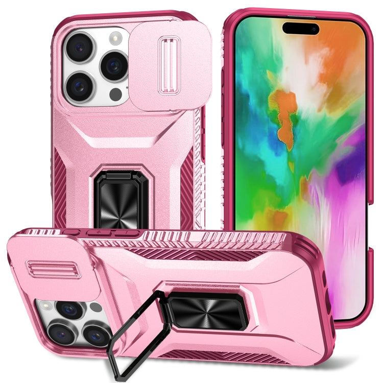 For iPhone 16 Pro Max Sliding Camshield Holder Phone Case(Pink + Rose Red) - iPhone 16 Pro Max Cases by buy2fix | Online Shopping UK | buy2fix