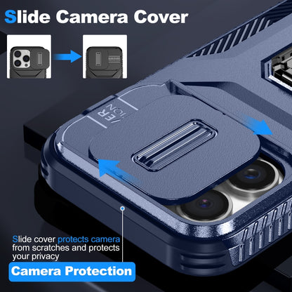 For iPhone 16 Pro Max Sliding Camshield Holder Phone Case(Blue) - iPhone 16 Pro Max Cases by buy2fix | Online Shopping UK | buy2fix