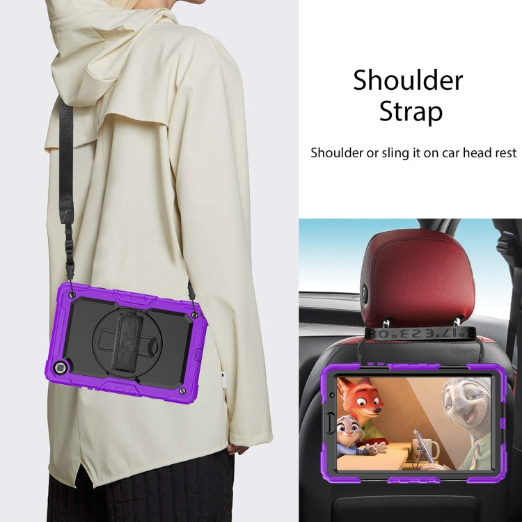 For Samsung Galaxy Tab A7 Lite T220 Silicone Hybrid PC Tablet Case with Shoulder Strap(Purple) - Tab A7 Lite T220 / T225 by buy2fix | Online Shopping UK | buy2fix