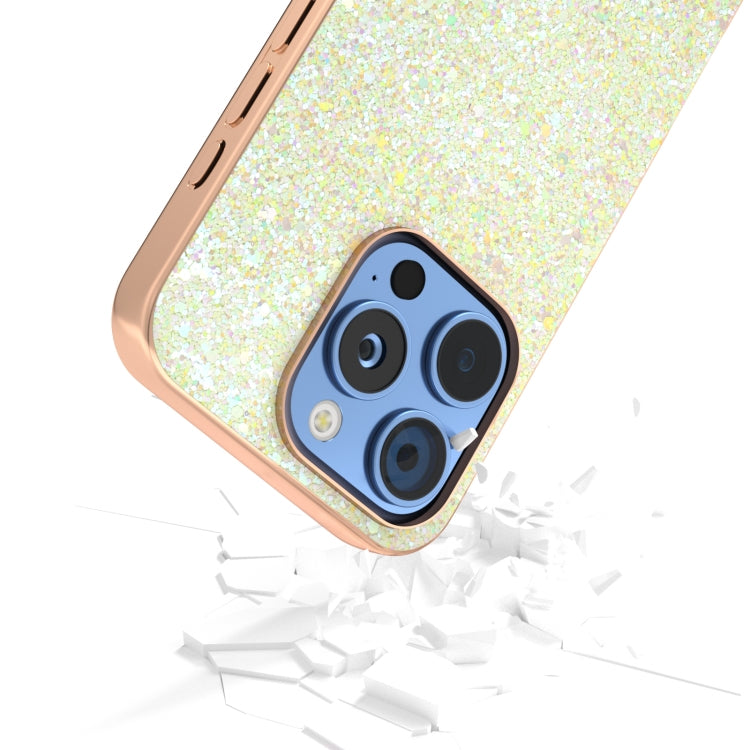 For iPhone 16 Pro Electroplating Frame Colorful Glitter Phone Case(Gold) - iPhone 16 Pro Cases by buy2fix | Online Shopping UK | buy2fix