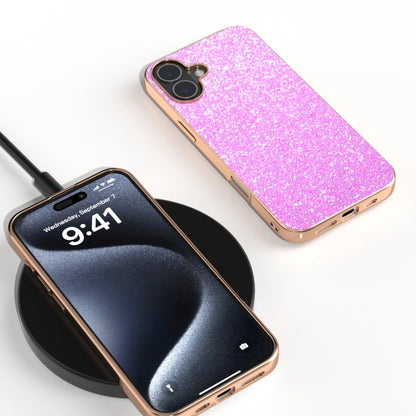 For iPhone 16 Plus Electroplating Frame Colorful Glitter Phone Case(Dark Pink) - iPhone 16 Plus Cases by buy2fix | Online Shopping UK | buy2fix