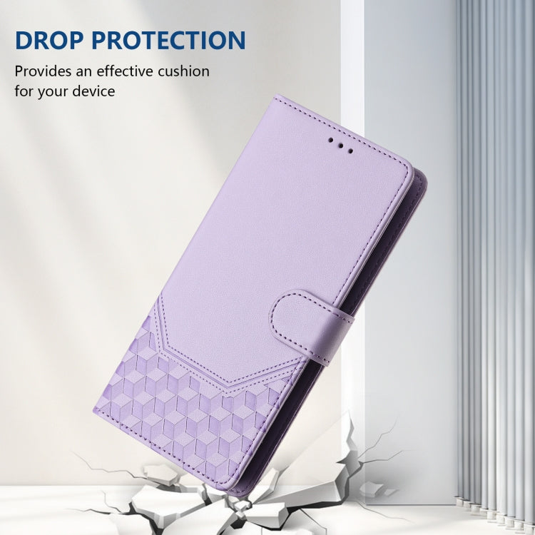 For Google Pixel 9 / 9 Pro Honeycomb Embossing RFID Leather Phone Case(Light Purple) - Google Cases by buy2fix | Online Shopping UK | buy2fix