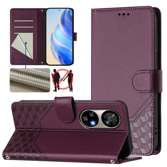 For Ulefone Note 17 Pro Honeycomb Embossing RFID Leather Phone Case(Violet) - Ulefone Cases by buy2fix | Online Shopping UK | buy2fix