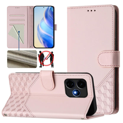 For Boost Mobile Celero 5G+ 2024 Honeycomb Embossing RFID Leather Phone Case(Pink) - More Brand by buy2fix | Online Shopping UK | buy2fix