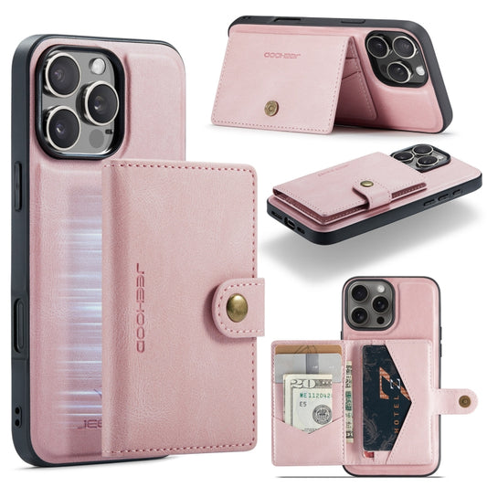 For iPhone 16 Pro Max JEEHOOD J01 Retro Magnetic Detachable Wallet Phone Case(Pink) - iPhone 16 Pro Max Cases by JEEHOOD | Online Shopping UK | buy2fix