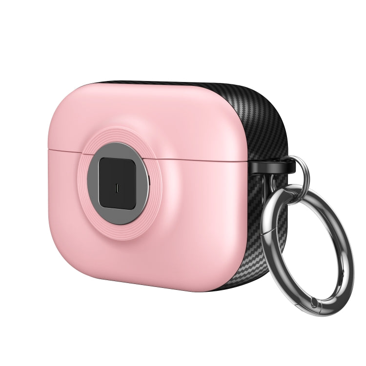 For AirPods 3 Camera Series PC + TPU Headset Shockproof Carbon Fibre Case(Pink) - For AirPods 3 by buy2fix | Online Shopping UK | buy2fix