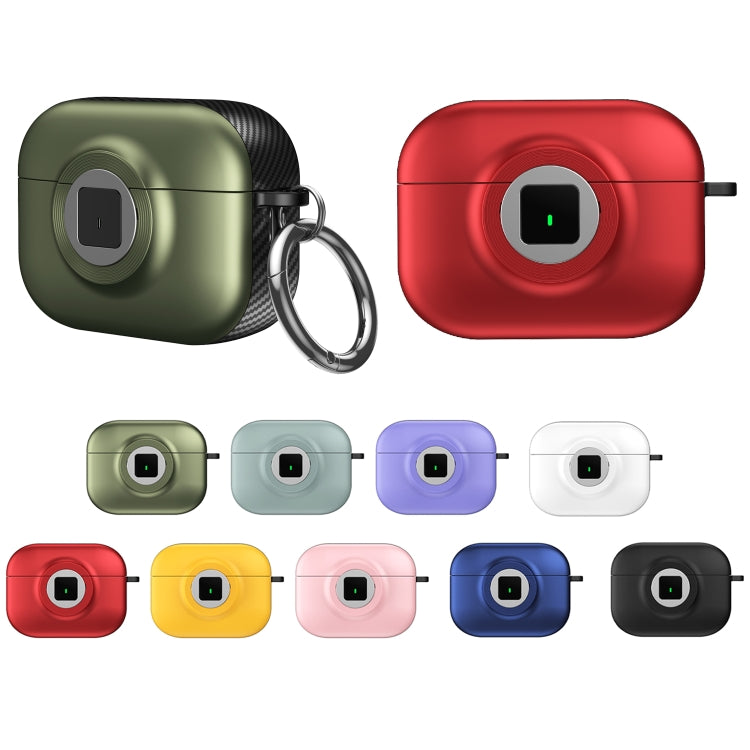 For AirPods 1 / 2 Camera Series PC + TPU Headset Shockproof Carbon Fibre Case(Red) - For AirPods 1/2 by buy2fix | Online Shopping UK | buy2fix