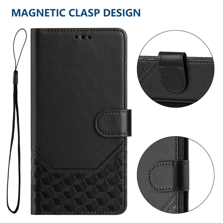 For Tecno Spark Go 2024 4G Honeycomb Embossing RFID Leather Phone Case(Black) - Tecno Cases by buy2fix | Online Shopping UK | buy2fix