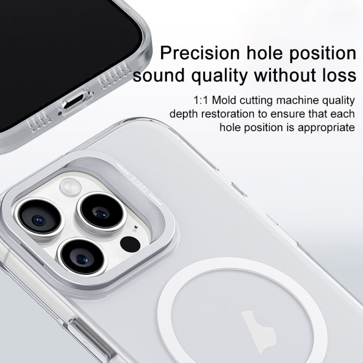 For iPhone 16 Plus TGVIS Stand Series MagSafe Phone Case with Lens Frame Holder(Transparent) - iPhone 16 Plus Cases by TGVIS | Online Shopping UK | buy2fix