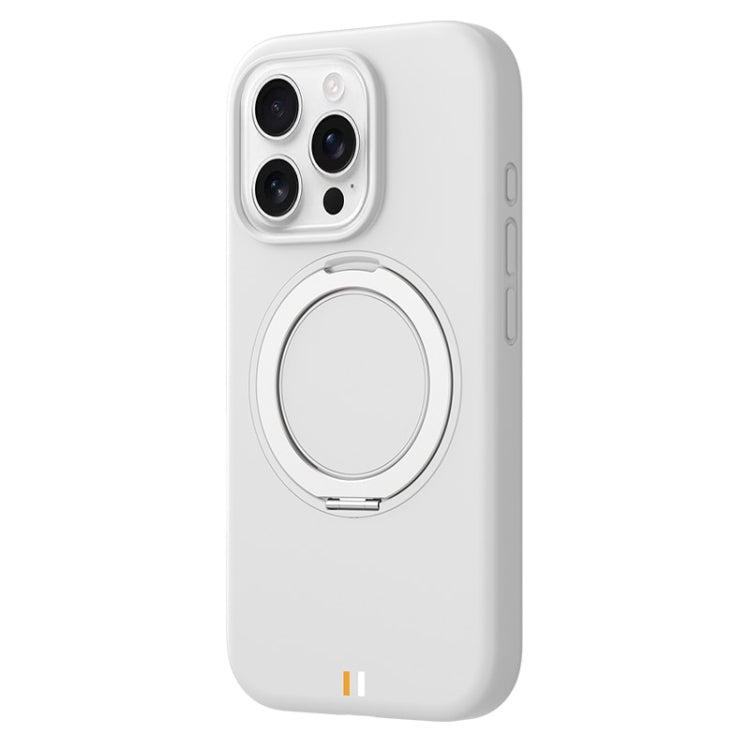 For iPhone 16 Pro Max TGVIS GEEK Series MagSafe Silicone Phone Case with Rotating Holder(White) - iPhone 16 Pro Max Cases by TGVIS | Online Shopping UK | buy2fix