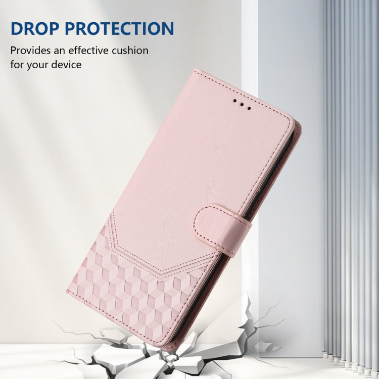 For Samsung Galaxy S25 Ultra 5G Honeycomb Embossing RFID Leather Phone Case(Pink) - Galaxy S25 Ultra 5G Cases by buy2fix | Online Shopping UK | buy2fix