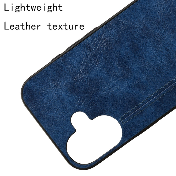 For iPhone 16 Cow Pattern Sewing Back Cover Phone Case(Blue) - iPhone 16 Cases by buy2fix | Online Shopping UK | buy2fix