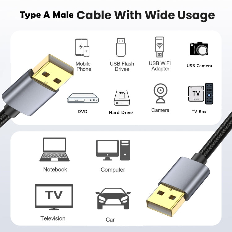 USB2.0 Male to Male Extension Data Charging Cable, Length:0.3m - USB Cable by buy2fix | Online Shopping UK | buy2fix