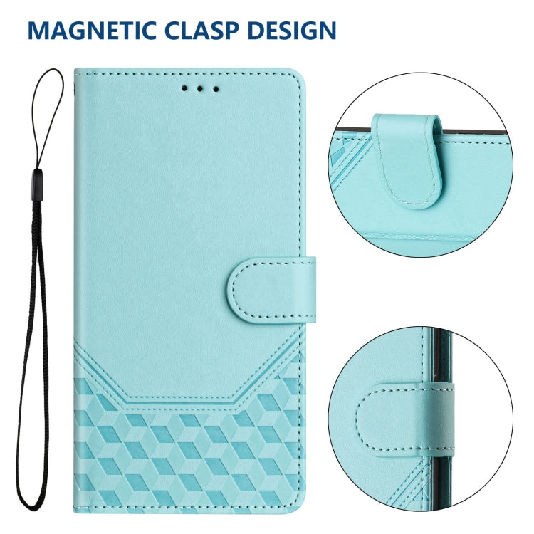 For Motorola Moto G 5G 2024 Oversea Honeycomb Embossing RFID Leather Phone Case(Mint Green) - Motorola Cases by buy2fix | Online Shopping UK | buy2fix