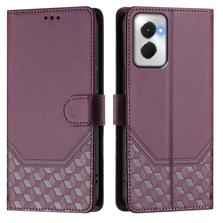 For Motorola Moto G Power 5G 2024 Honeycomb Embossing RFID Leather Phone Case(Violet) - Motorola Cases by buy2fix | Online Shopping UK | buy2fix