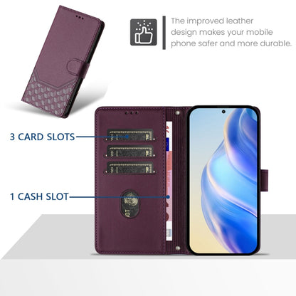 For Motorola Moto G Power 5G 2024 Honeycomb Embossing RFID Leather Phone Case(Violet) - Motorola Cases by buy2fix | Online Shopping UK | buy2fix