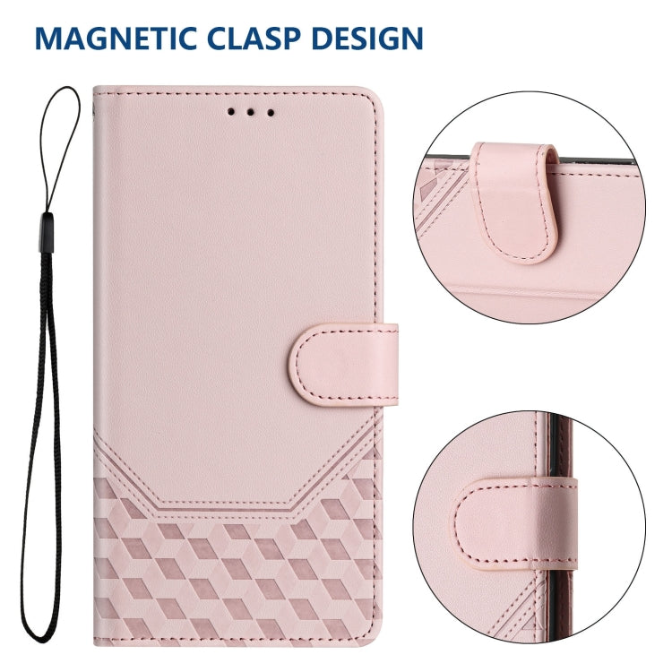 For Redmi K70 Ultra 5G Honeycomb Embossing RFID Leather Phone Case(Pink) - Xiaomi Cases by buy2fix | Online Shopping UK | buy2fix