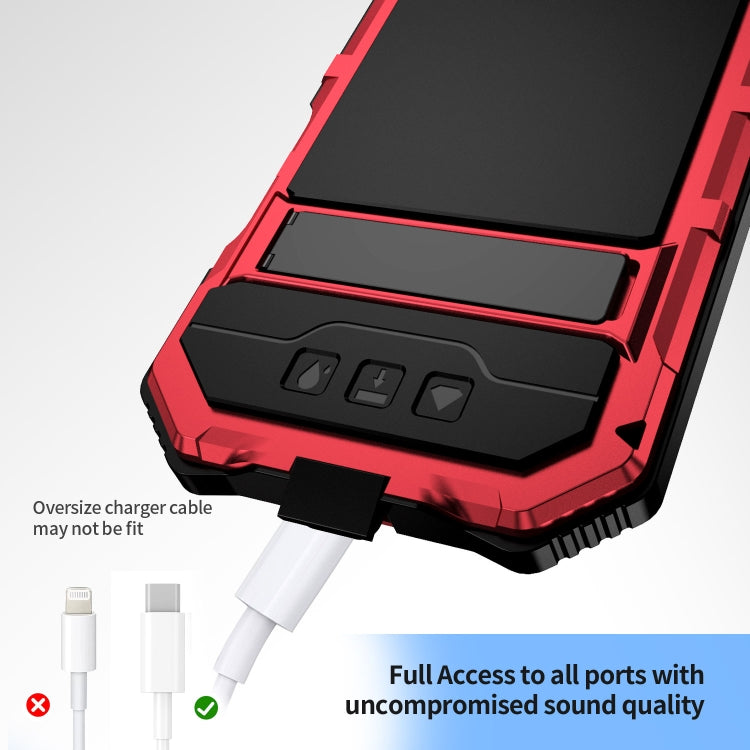 For iPhone 16 Pro Max R-JUST Life Waterproof Dustproof Shockproof Holder Phone Case(Red) - iPhone 16 Pro Max Cases by R-JUST | Online Shopping UK | buy2fix