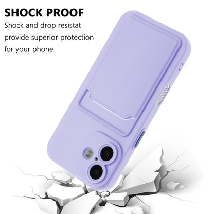 For iPhone 16 Skin Feel Card Contrast Color Button TPU Phone Case(Purple) - iPhone 16 Cases by buy2fix | Online Shopping UK | buy2fix