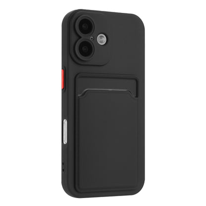 For iPhone 16 Skin Feel Card Contrast Color Button TPU Phone Case(Black) - iPhone 16 Cases by buy2fix | Online Shopping UK | buy2fix