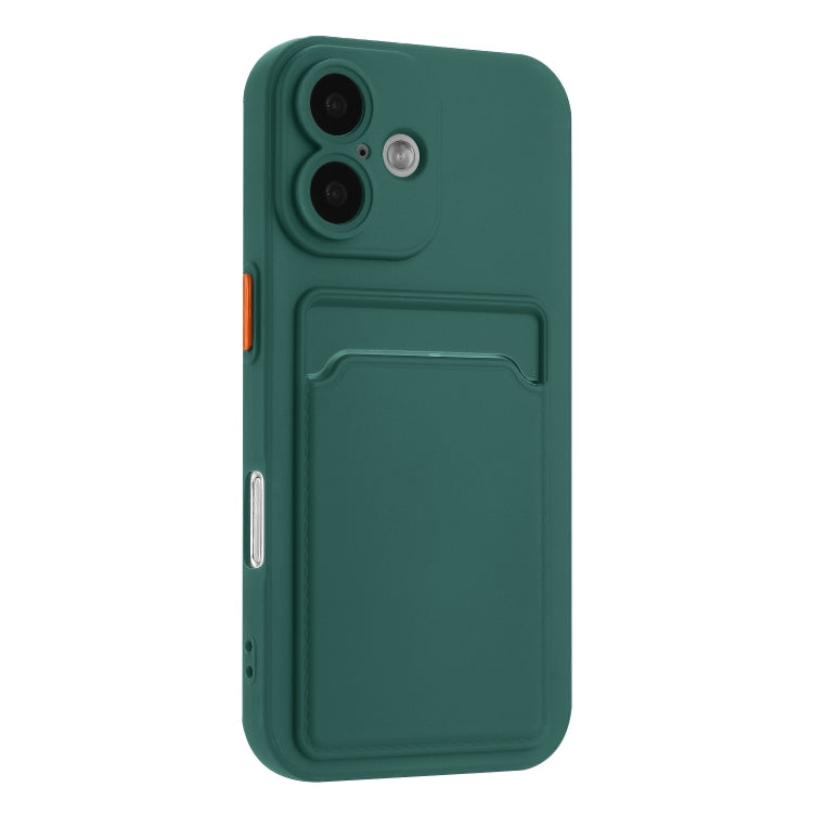 For iPhone 16 Plus Skin Feel Card Contrast Color Button TPU Phone Case(Dark Green) - iPhone 16 Plus Cases by buy2fix | Online Shopping UK | buy2fix