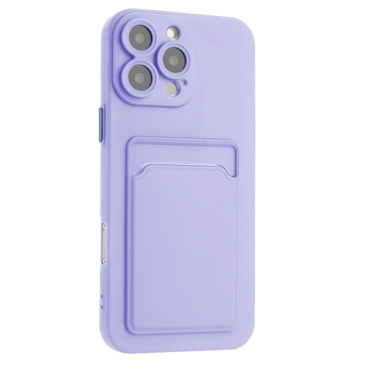 For iPhone 16 Pro Skin Feel Card Contrast Color Button TPU Phone Case(Purple) - iPhone 16 Pro Cases by buy2fix | Online Shopping UK | buy2fix