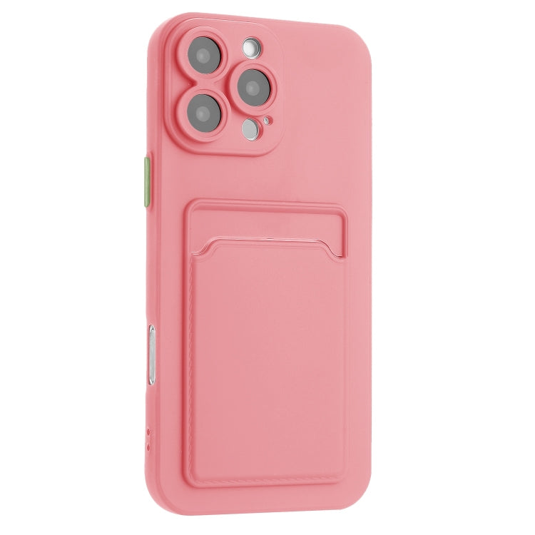 For iPhone 16 Pro Skin Feel Card Contrast Color Button TPU Phone Case(Pink) - iPhone 16 Pro Cases by buy2fix | Online Shopping UK | buy2fix