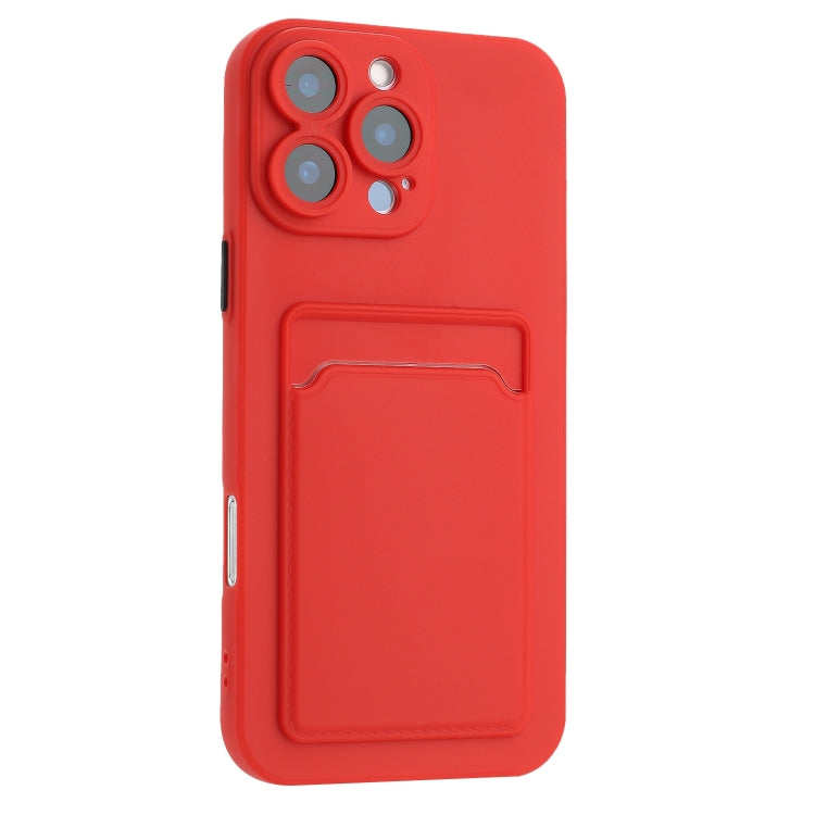 For iPhone 16 Pro Skin Feel Card Contrast Color Button TPU Phone Case(Red) - iPhone 16 Pro Cases by buy2fix | Online Shopping UK | buy2fix