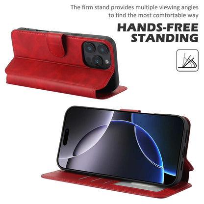 For iPhone 16 Pro Max Shockproof PU + TPU Leather Phone Case(Red) - iPhone 16 Pro Max Cases by buy2fix | Online Shopping UK | buy2fix