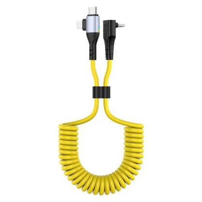 For LeadingIdeal L9 / L8 / L7 / L6 PD65W Type-C Elbow to Type-C, 8 Pin Spring Charging Cable(Yellow) - Car Charger by buy2fix | Online Shopping UK | buy2fix