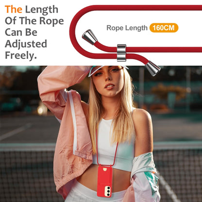 For Samsung Galaxy S25 5G Integrated Card Bag Solid Color Liquid Silicone Phone Case with Lanyard(Red) - Galaxy S25 5G Cases by buy2fix | Online Shopping UK | buy2fix