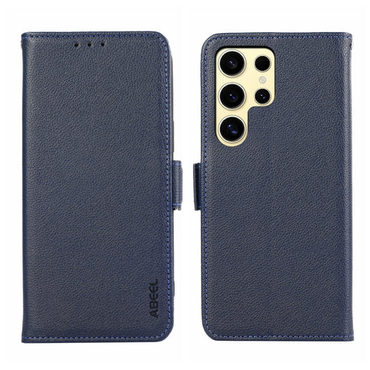 For Samsung Galaxy S25 Ultra ABEEL Side-Magnetic Litchi Pattern Leather RFID Phone Case(Blue) - Galaxy S25 Ultra 5G Cases by buy2fix | Online Shopping UK | buy2fix