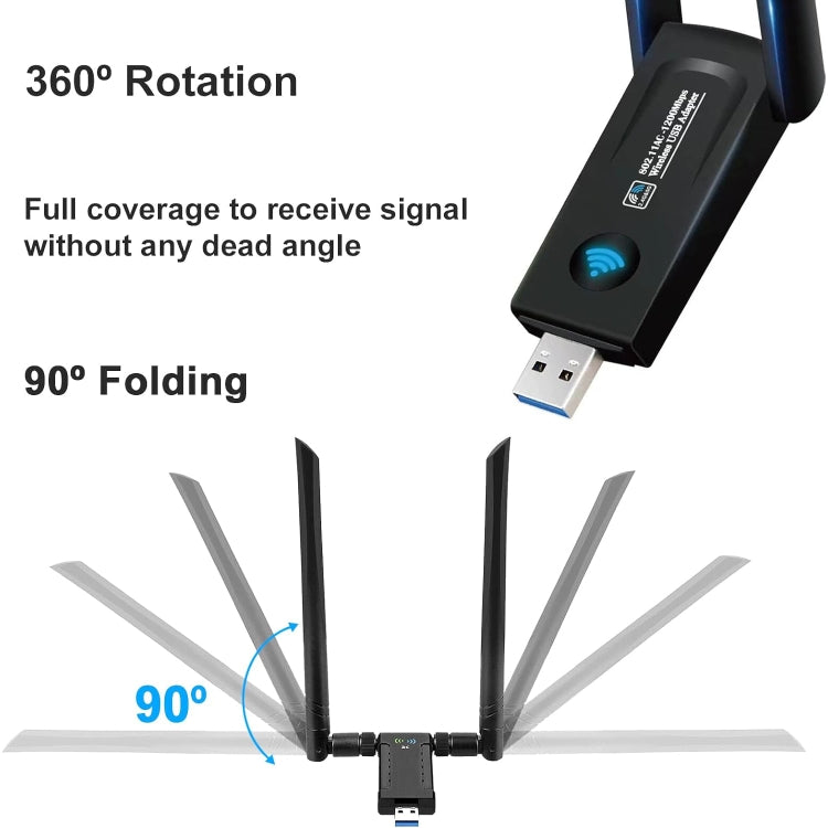 RE-1202 1200Mbps Dual Band Wireless Network Card WiFi USB3.0 Adapter Transmitter Receiver - USB Network Adapter by buy2fix | Online Shopping UK | buy2fix