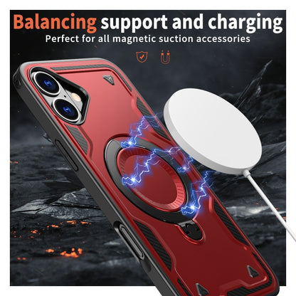 For iPhone 16 PC Hybrid TPU Armor MagSafe Holder Phone Case(Red) - iPhone 16 Cases by buy2fix | Online Shopping UK | buy2fix