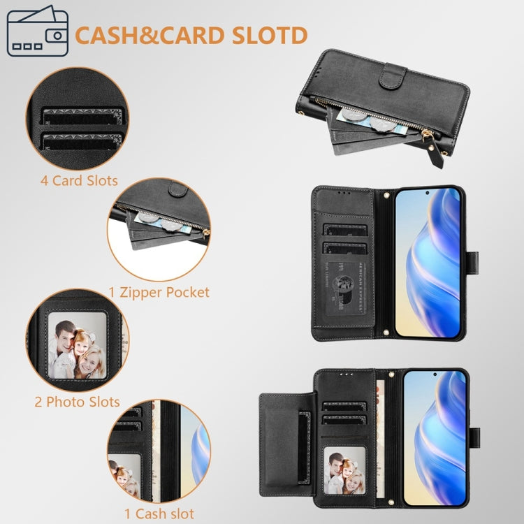 For iPhone 16 Multi-Card Slots Zipper Wallet Leather Phone Case(Black) - iPhone 16 Cases by buy2fix | Online Shopping UK | buy2fix