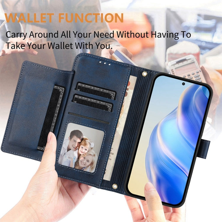 For iPhone 16 Multi-Card Slots Zipper Wallet Leather Phone Case(Blue) - iPhone 16 Cases by buy2fix | Online Shopping UK | buy2fix