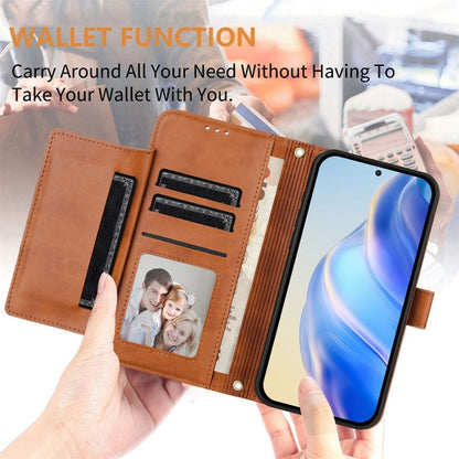 For iPhone 16 Multi-Card Slots Zipper Wallet Leather Phone Case(Brown) - iPhone 16 Cases by buy2fix | Online Shopping UK | buy2fix