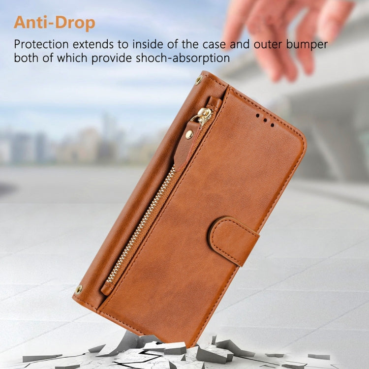 For iPhone 16 Multi-Card Slots Zipper Wallet Leather Phone Case(Brown) - iPhone 16 Cases by buy2fix | Online Shopping UK | buy2fix