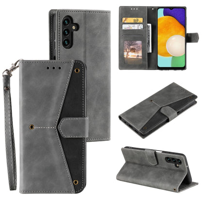 For Samsung Galaxy S25 5G Nail Skin Feel Stitching Calf Texture Leather Phone Case(Grey) - Galaxy S25 5G Cases by buy2fix | Online Shopping UK | buy2fix