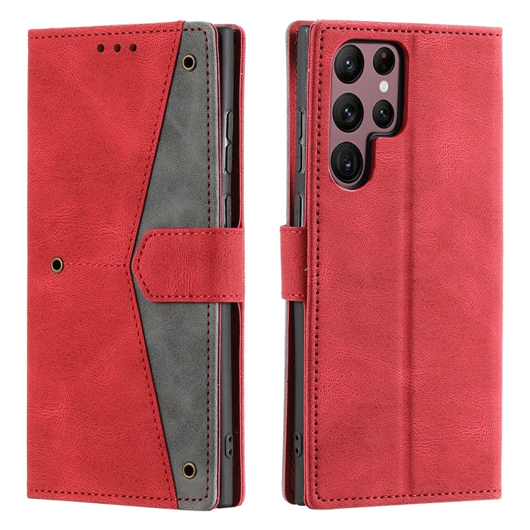 For Samsung Galaxy S25 Ultra 5G Nail Skin Feel Stitching Calf Texture Leather Phone Case(Red) - Galaxy S25 Ultra 5G Cases by buy2fix | Online Shopping UK | buy2fix