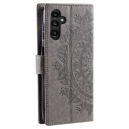 For Samsung Galaxy S25 5G Totem Flower Embossed Leather Phone Case(Grey) - Galaxy S25 5G Cases by buy2fix | Online Shopping UK | buy2fix