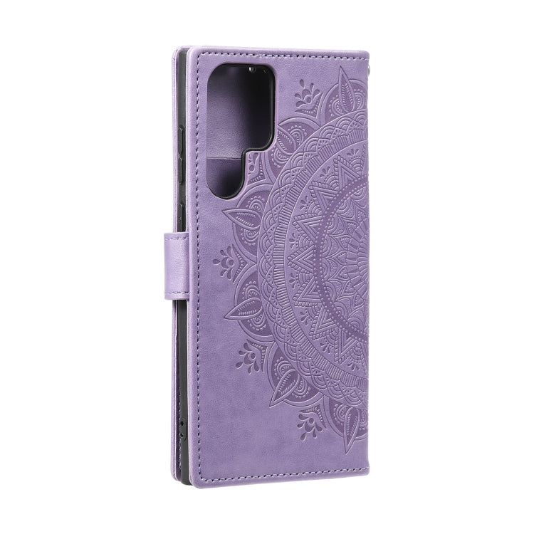 For Samsung Galaxy S25 Ultra 5G Totem Flower Embossed Leather Phone Case(Purple) - Galaxy S25 Ultra 5G Cases by buy2fix | Online Shopping UK | buy2fix