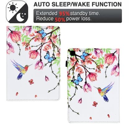 For Samsung Galaxy Tab S6 Lite 2020 Painted Pattern Leather Tablet Case(Flowers Bird) - Tab S6 Lite P610 / P615 by buy2fix | Online Shopping UK | buy2fix