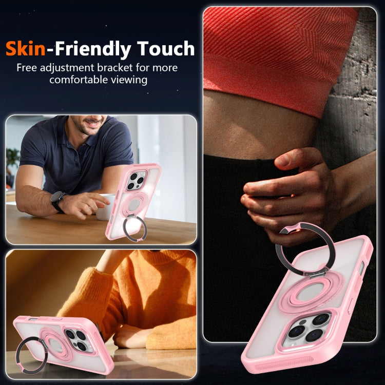 For iPhone 16 Plus Skin Feel Transparent 360 Degree Rotating Silicone Ring Holder Phone Case(Orange) - iPhone 16 Plus Cases by buy2fix | Online Shopping UK | buy2fix