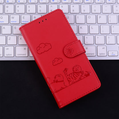 For iPhone 16 Pro Cute Cats RFID Leather Phone Case(Red) - iPhone 16 Pro Cases by buy2fix | Online Shopping UK | buy2fix